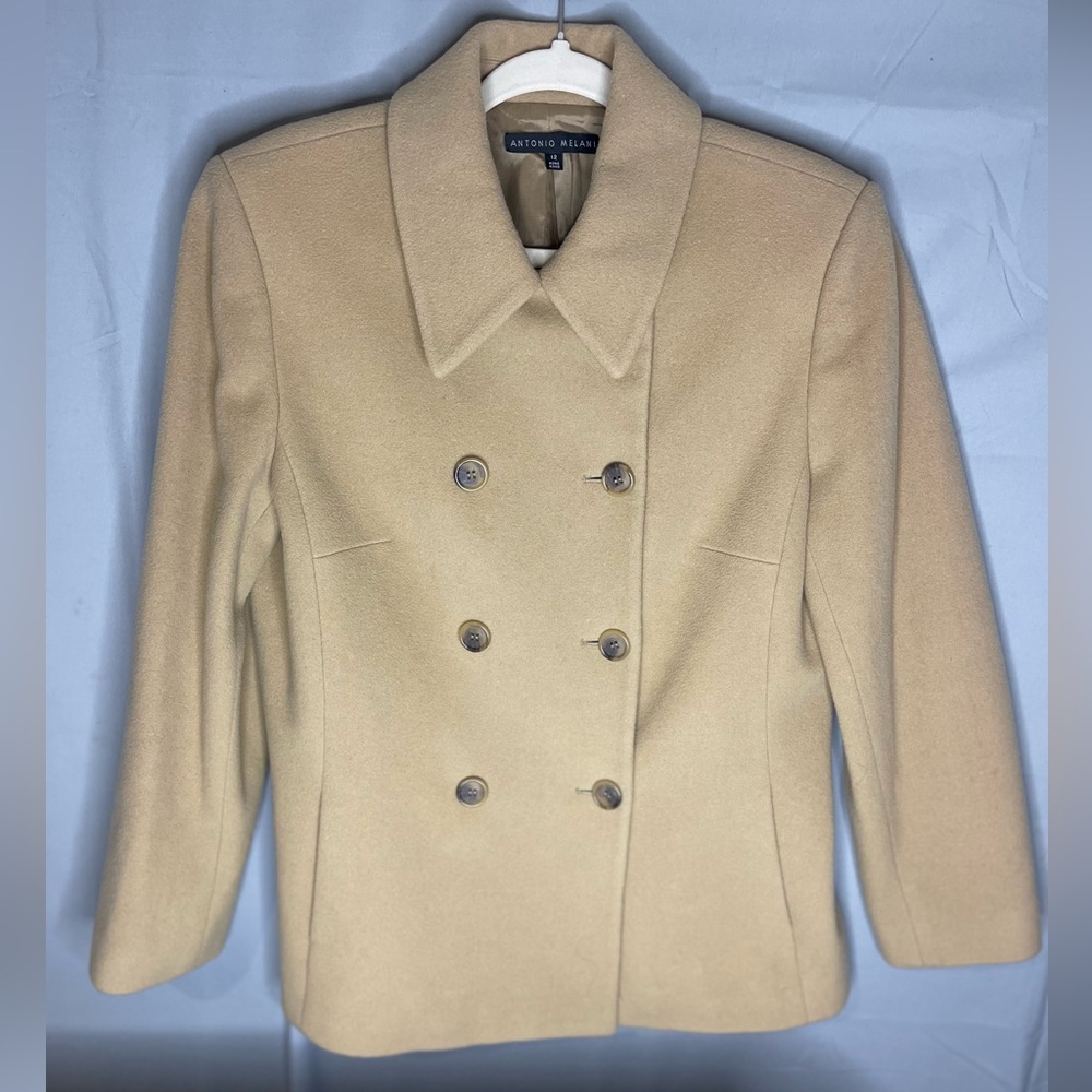 ANTONIO MELANI Women's Beige Wool Peacoat